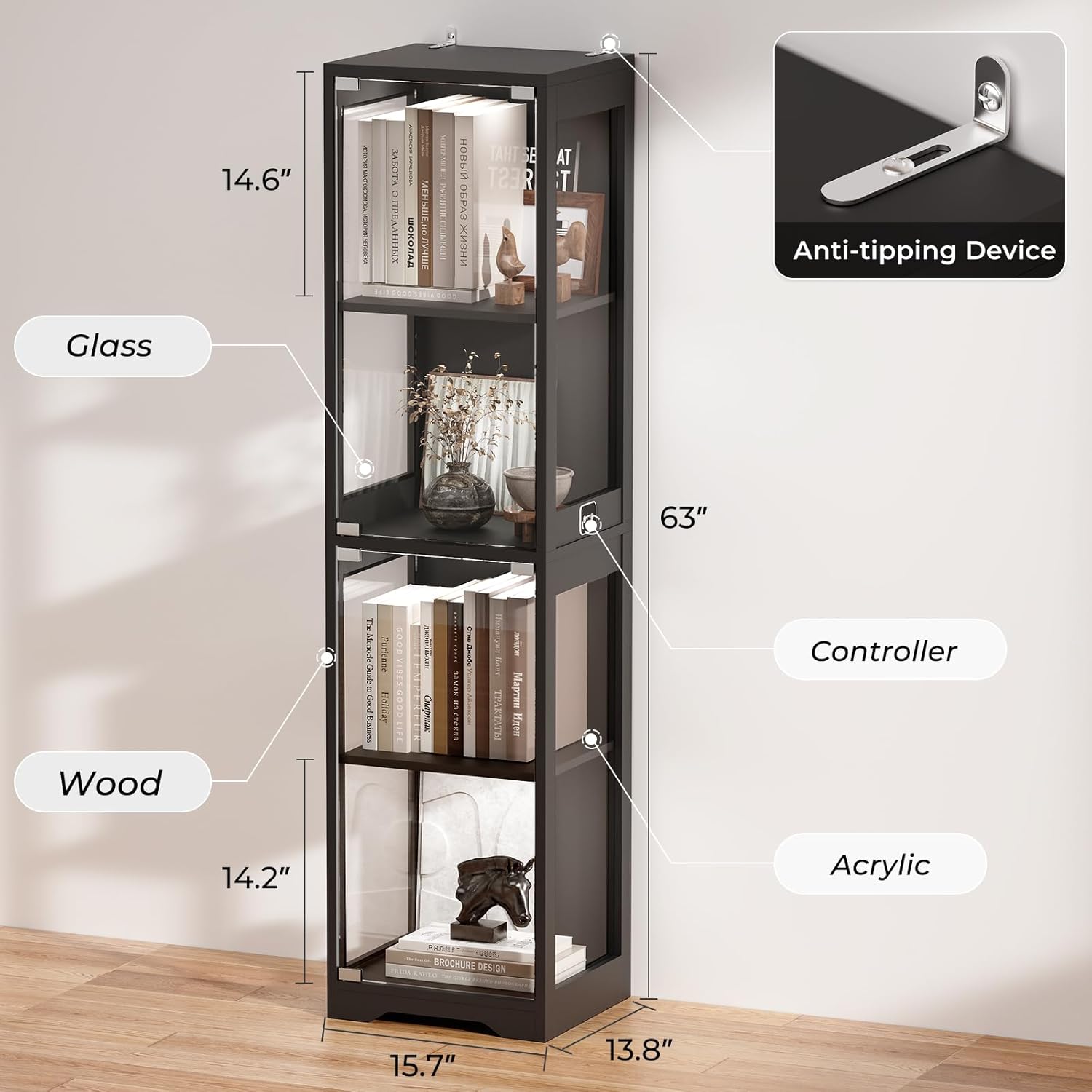 Glass Display Cabinet with 3 C – Collectible & Vintage Dolls For Halloween recenzja i cena