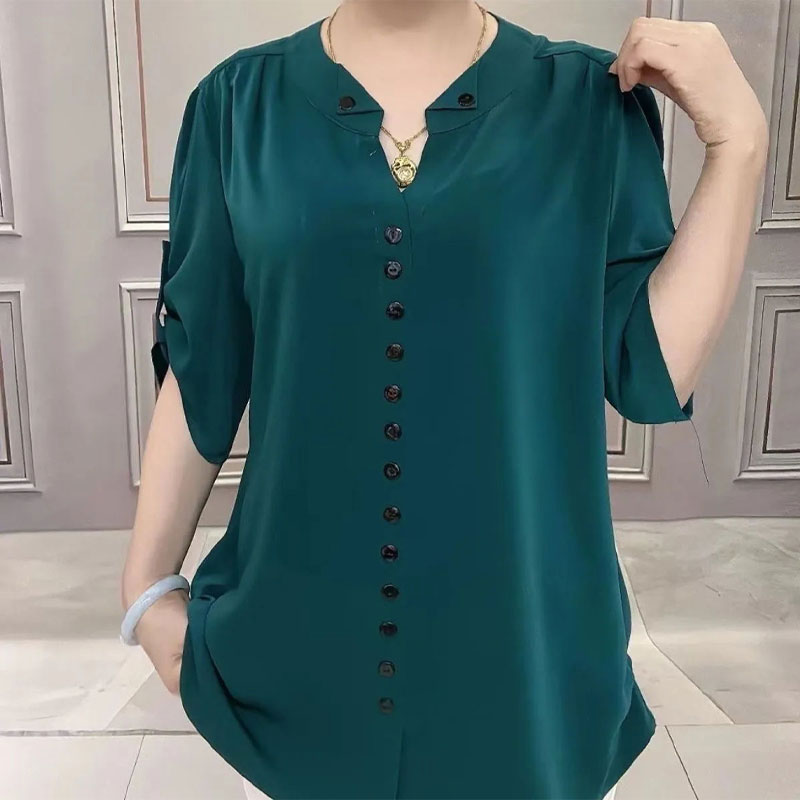Basic Loose V-Neck Blouse Comm – Vintage Collectible Buttons recenzja i cena