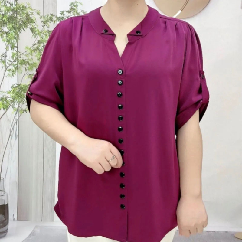 Basic Loose V-Neck Blouse Comm – Vintage Collectible Buttons recenzja i cena