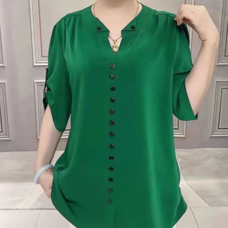 Basic Loose V-Neck Blouse Comm – Vintage Collectible Buttons recenzja i cena