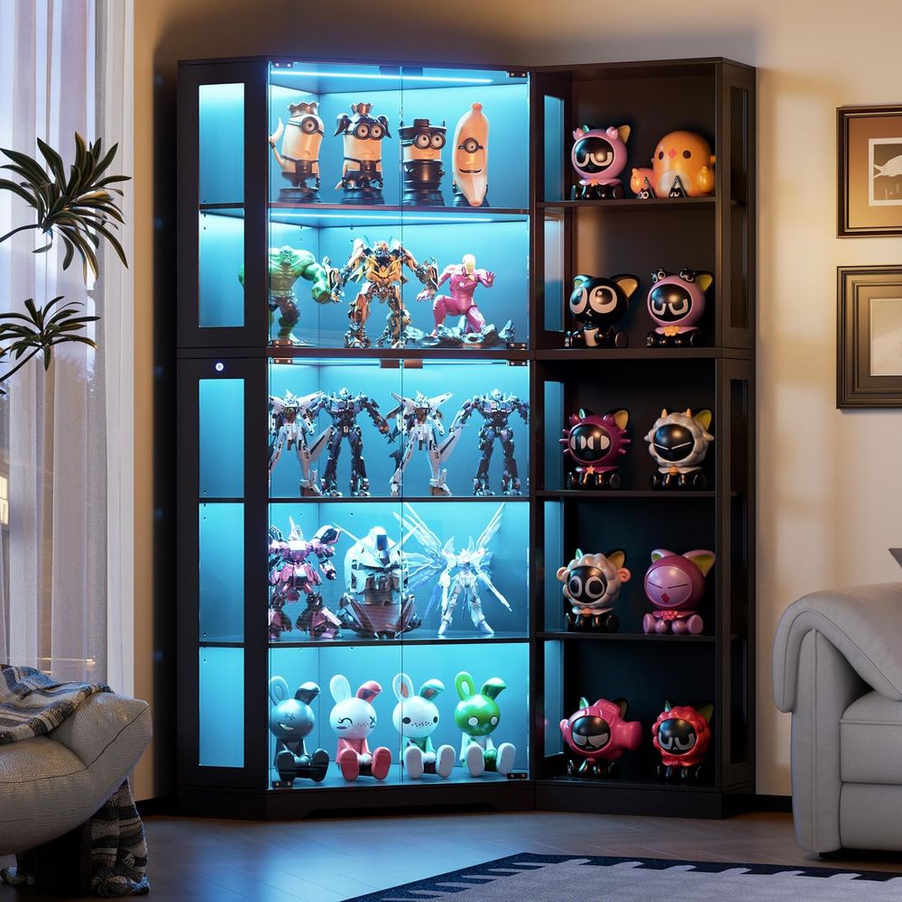 Black Glass Display Cabinet wi – Collectible & Vintage Dolls For Halloween recenzja i cena