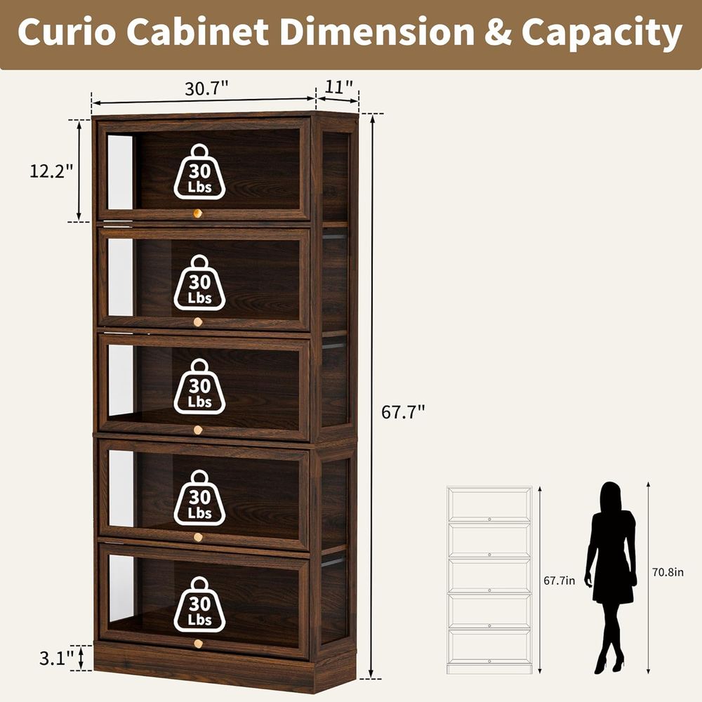 5-Tier Walnut Acrylic Glass Di – Collectible & Vintage Dolls For Halloween recenzja i cena