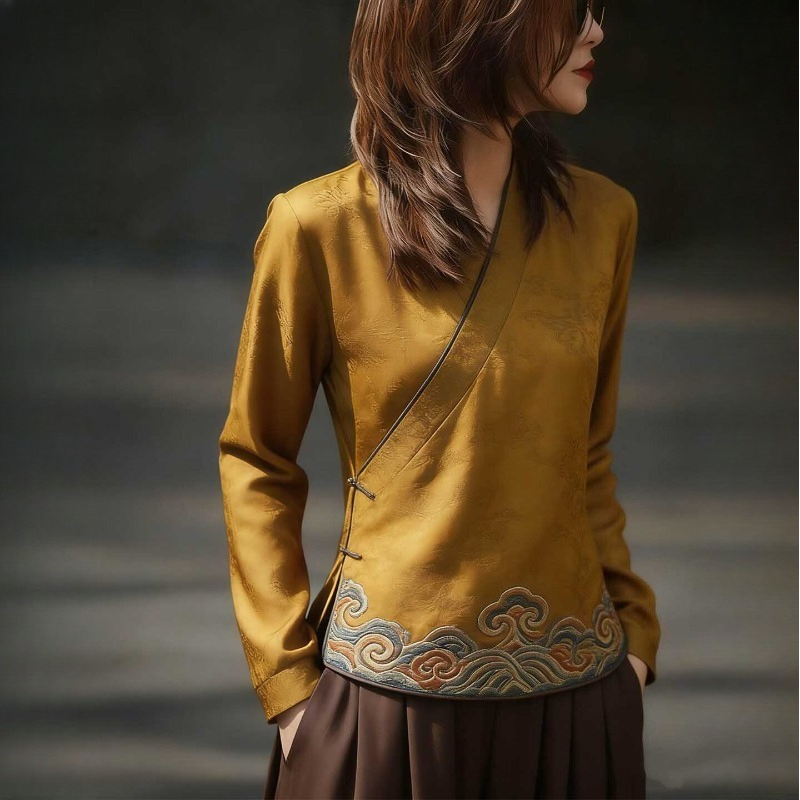 Chinese Style Women's Blouses  – Vintage Collectible Buttons recenzja i cena