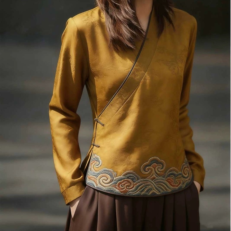 Chinese Style Women's Blouses  – Vintage Collectible Buttons recenzja i cena