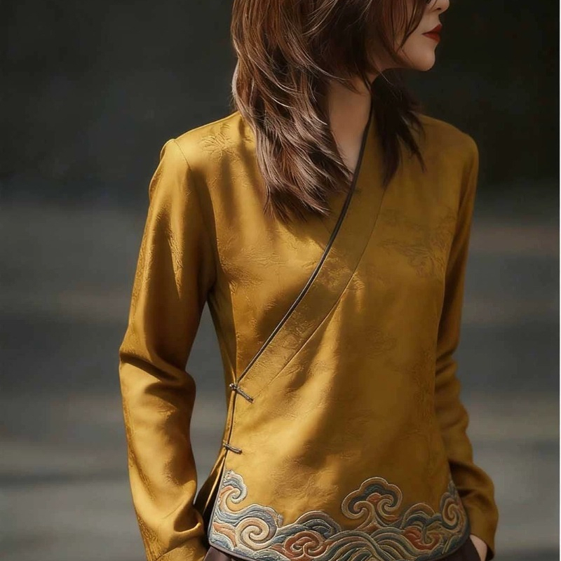 Chinese Style Women's Blouses  – Vintage Collectible Buttons recenzja i cena