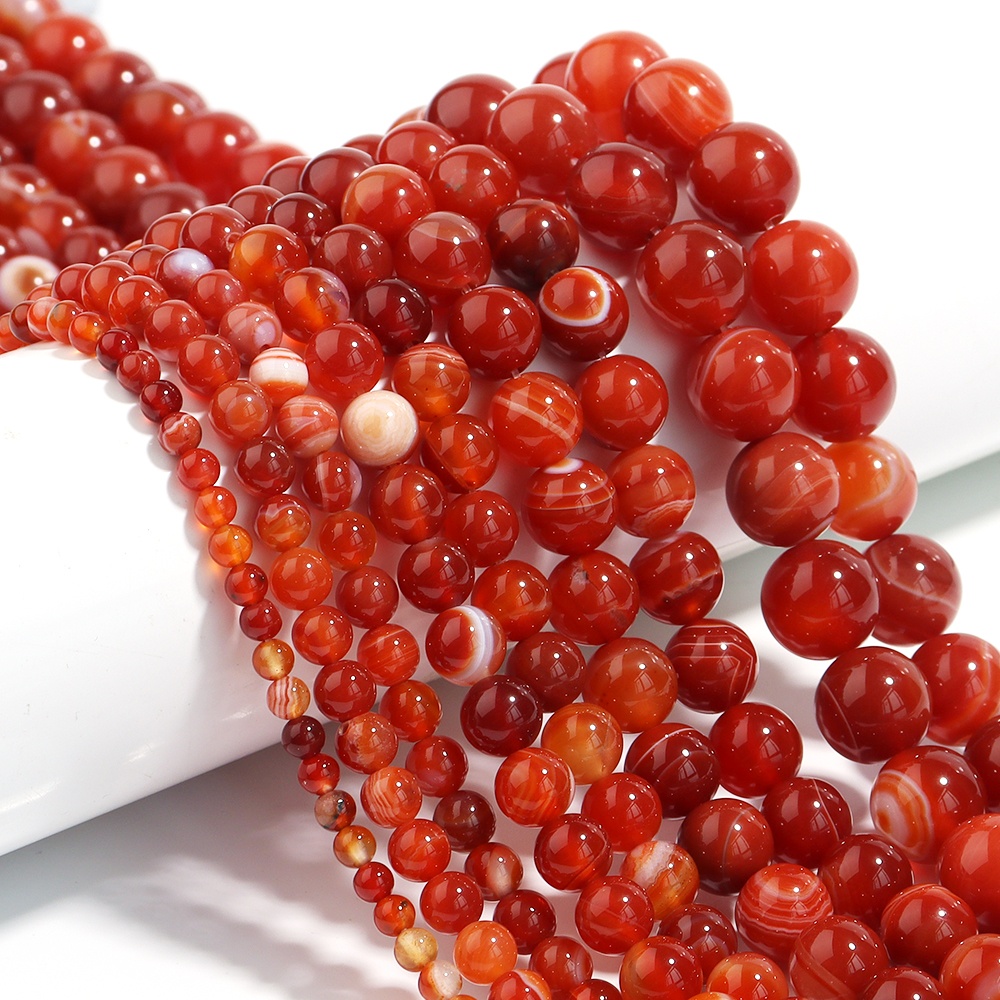 1 Strand Red Striped Agate Nat – Vintage Collectible Item recenzja i cena