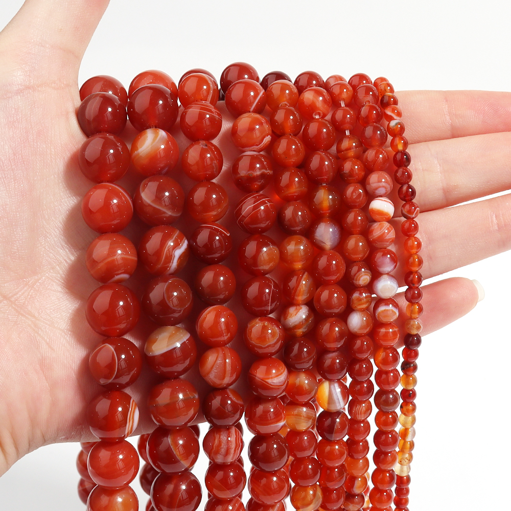 1 Strand Red Striped Agate Nat – Vintage Collectible Item recenzja i cena
