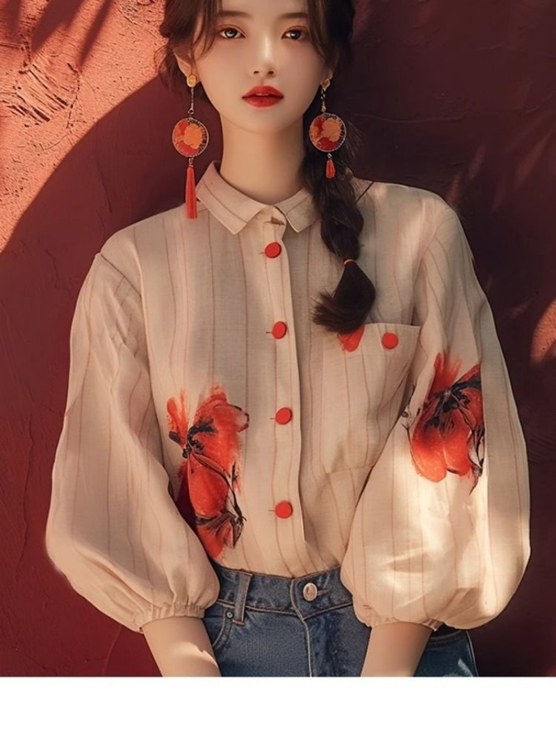 Vintage Women's Shirts Printed – Vintage Collectible Buttons recenzja i cena